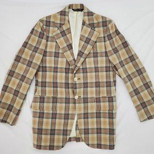 CLIPPER CRAFT Vintage 1970s Blazer 2 Button Sport Jacket Checkered Size Medium